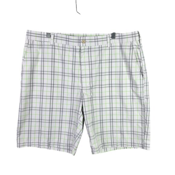 Mens Ben Hogan White Green Gray Plaid Golf Shorts Polyester 11" Inseam Size 40 - Picture 1 of 10